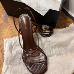 PrettyLittleThing Dark Brown Strappy Heels